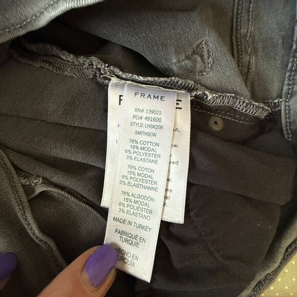 Women's 28 Frame Le High Skinny High Rise Faded Black Gray Ankle Cropped Jeans - Picture 6 of 8